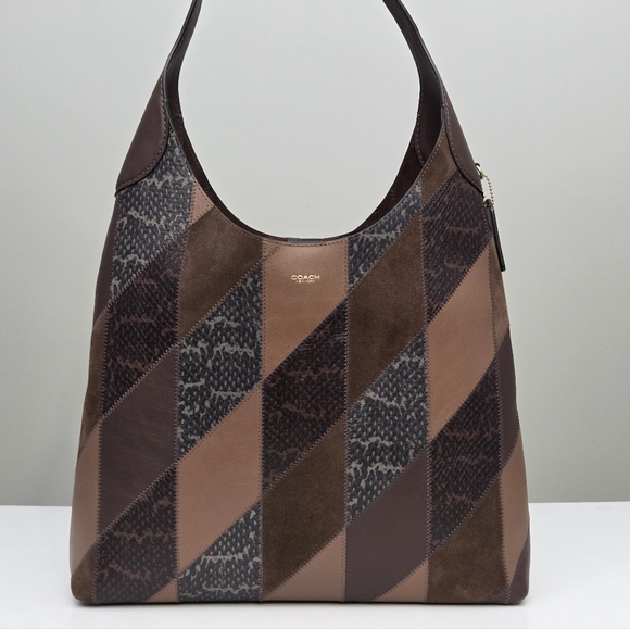 LIKE NEW COACH BROOKLYN SHOULDER BAG 39 WITH SNAKESKIN PATCHWORK - Picture 3 of 9